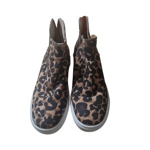 Steve Madden CLAUD Leopard Print Fashion Sneakers Ankle Boots Hidden Wedge 7.5M